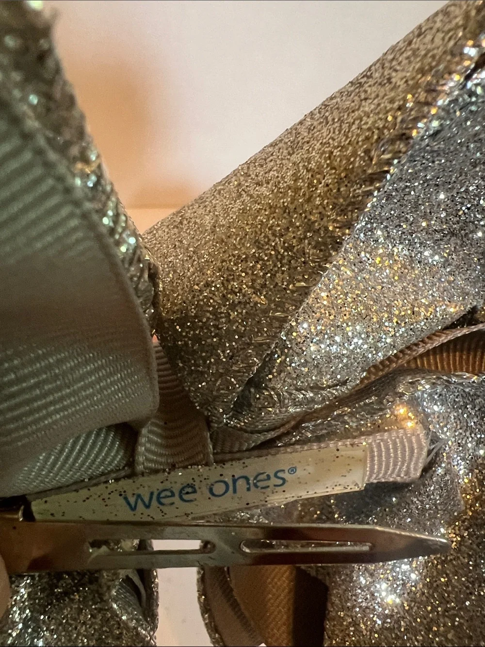 Wee Ones King Size Glitter Bow Hair Clips - Rose Gold & Silver​